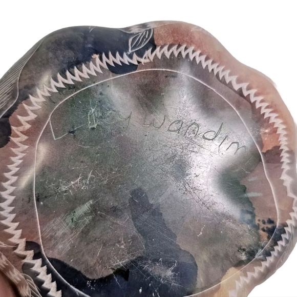 Rare Natural Soapstone Pumpkin Trinket Fall Harvest Thanksgiving Decor, Signed - Picture 8 of 8